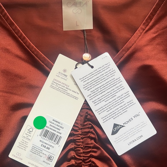 CALIA Ruched Rash Guard Two-Piece Set | Size Large NWT | Retail $100+ - Picture 5 of 8